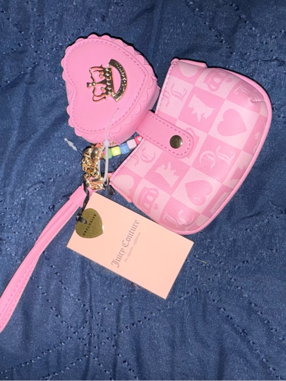 Juicy Couture Pink Heart & Crown Kids Wristlet Pouch